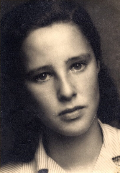 Black and white photo of OCA member Ruth as a young woman