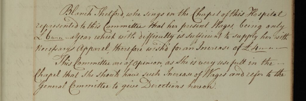 Close-up of Sub-Committee Minutes with writing, 1781
