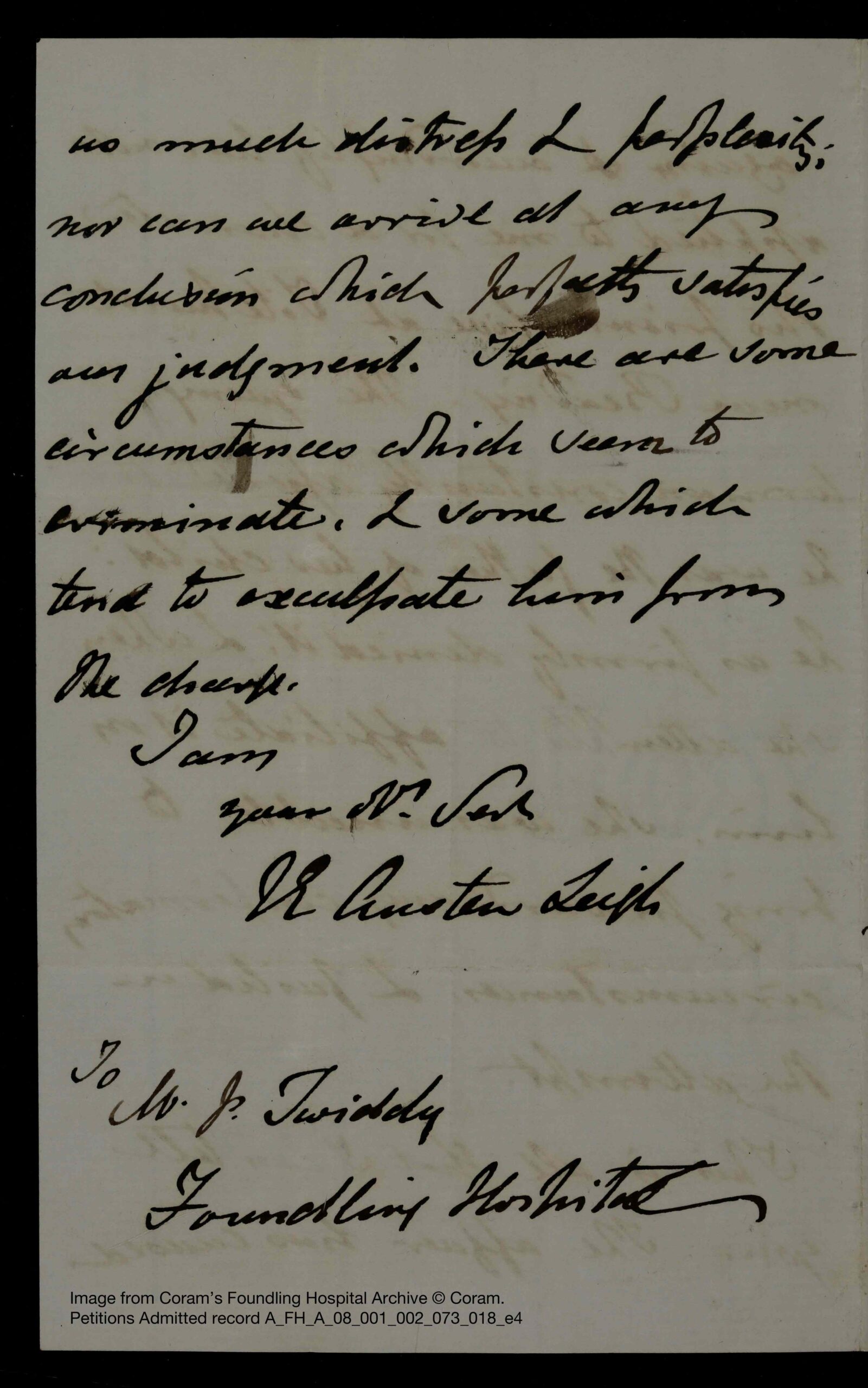 Highlights of the Foundling Hospital Collection Letter from Jane